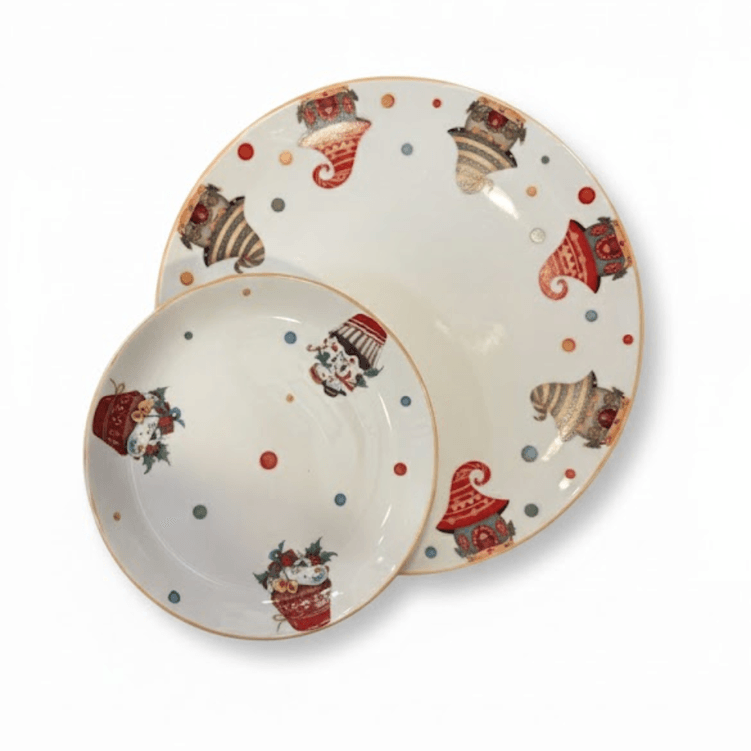 Jogo De Bolo Natalino 7 Pecas - Ce Porcelanas Jogo De Bolo Natalino 7 Pecas - Ce Porcelanas